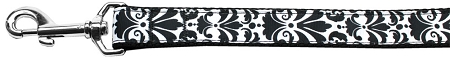 Damask Black Nylon Dog Leash 5/8 inch wide 4ft Long